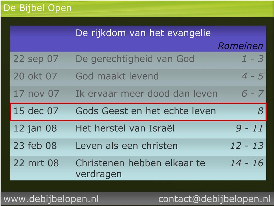 leven Het herstel van Israël Leven als een christen Christenen hebben elkaar te