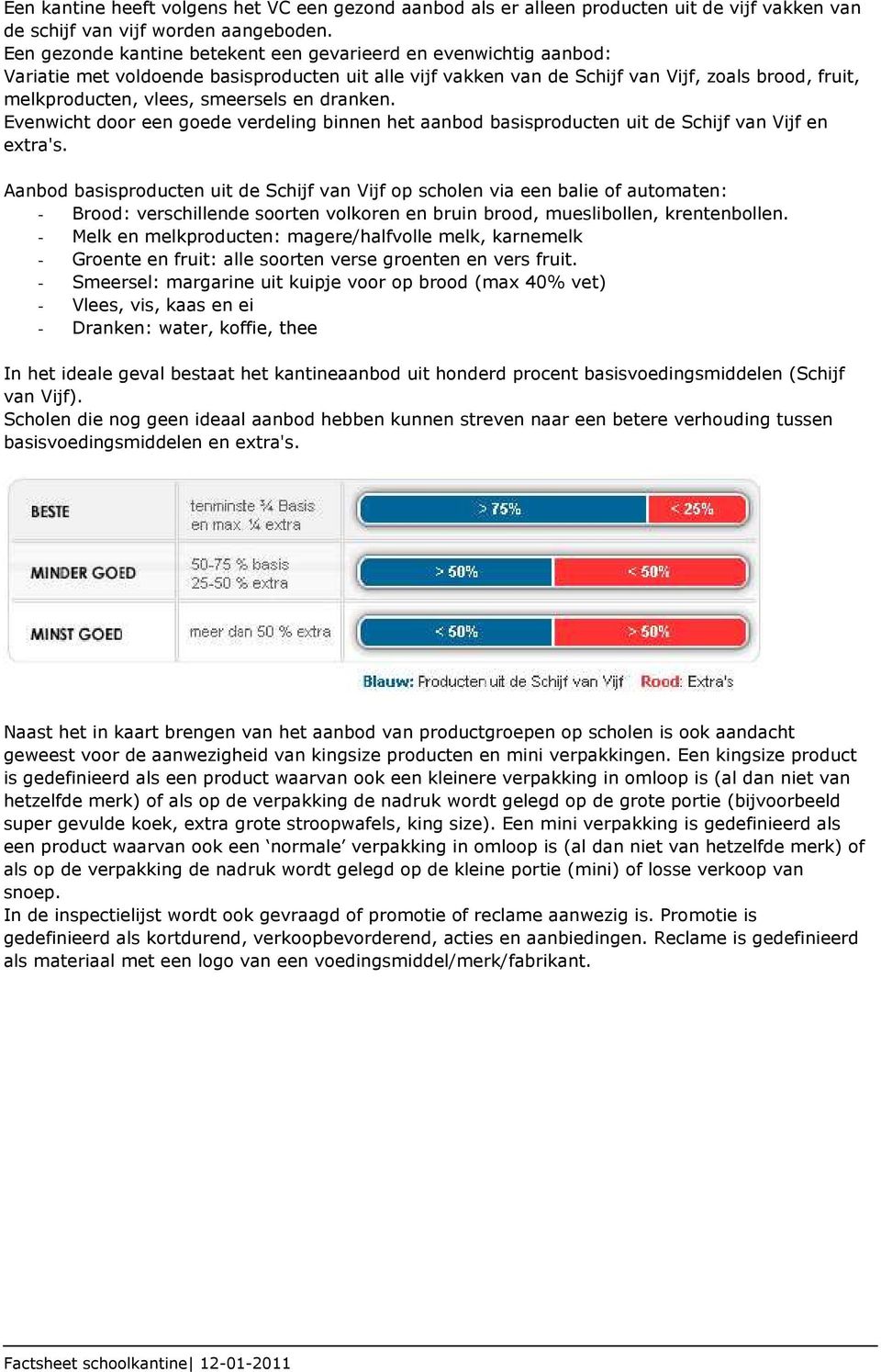 smeersels en dranken. Evenwicht door een goede verdeling binnen het aanbod basisproducten uit de Schijf van Vijf en extra's.