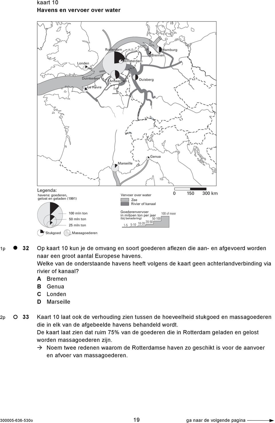 kaart 10 kun je de omvang en soort goederen aflezen die aan- en afgevoerd worden naar een groot aantal Europese havens.