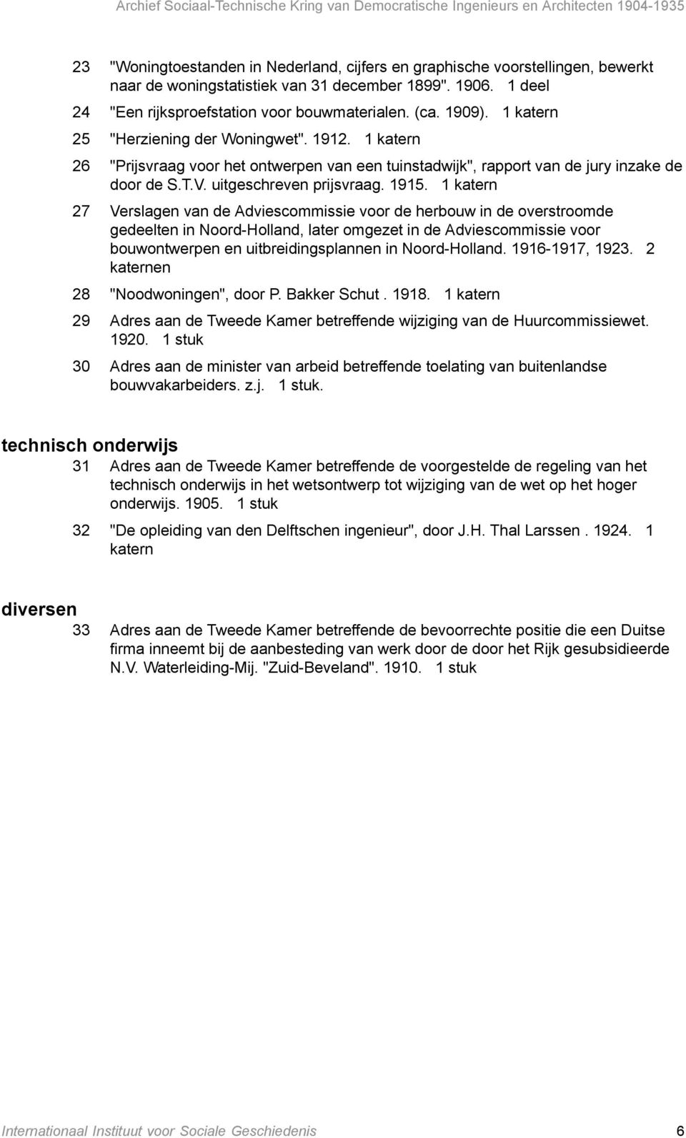 1 katern 27 Verslagen van de Adviescommissie voor de herbouw in de overstroomde gedeelten in Noord-Holland, later omgezet in de Adviescommissie voor bouwontwerpen en uitbreidingsplannen in