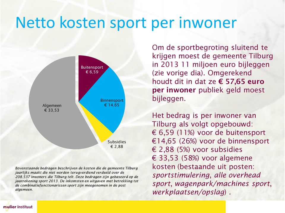 De inkomsten en uitgaven met betrekking tot de combinatiefunctionarissen sport zijn meegenomen in de post algemeen.