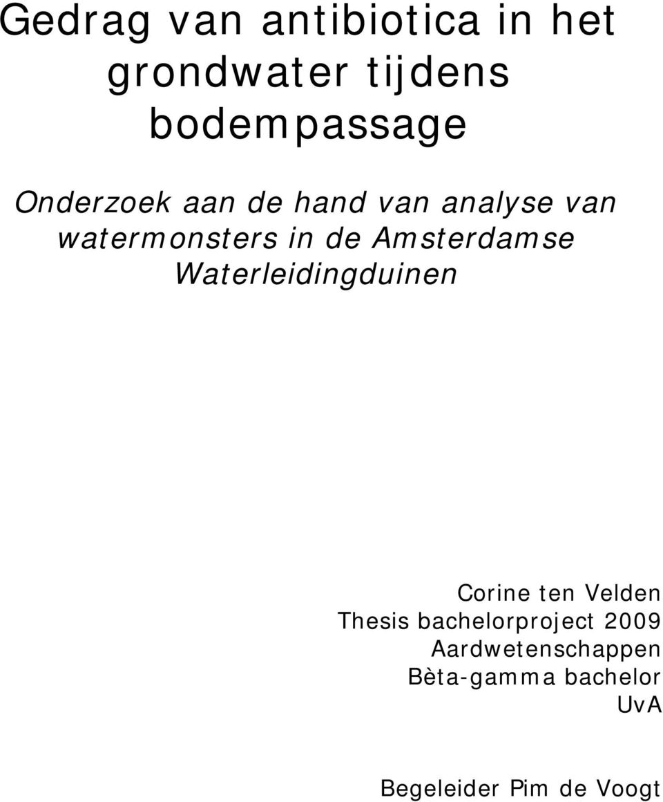 Amsterdamse Waterleidingduinen Corine ten Velden Thesis