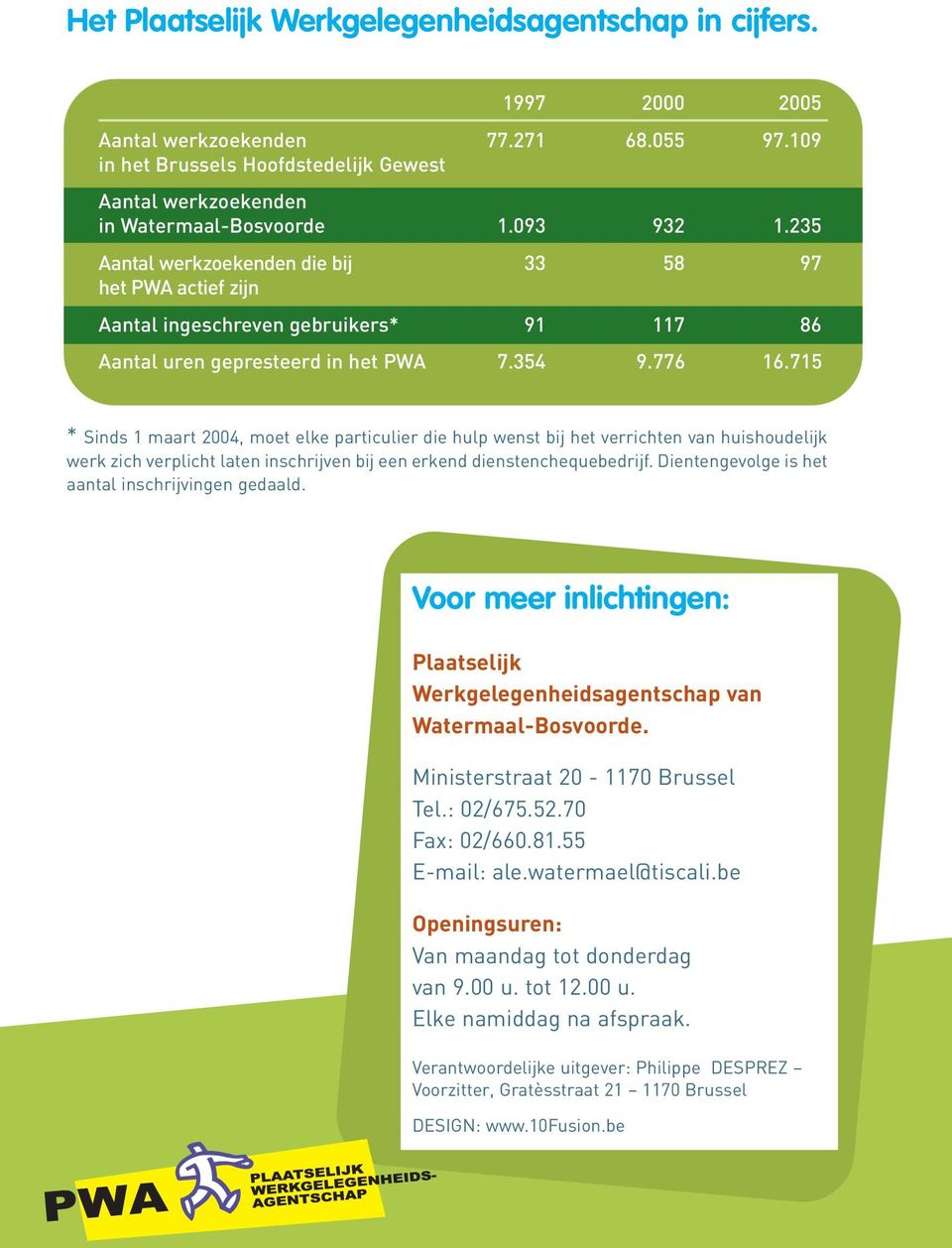 715 * Sinds 1 maart 2004, moet elke particulier die hulp wenst bij het verrichten van huishoudelijk werk zich verplicht laten inschrijven bij een erkend dienstenchequebedrijf.