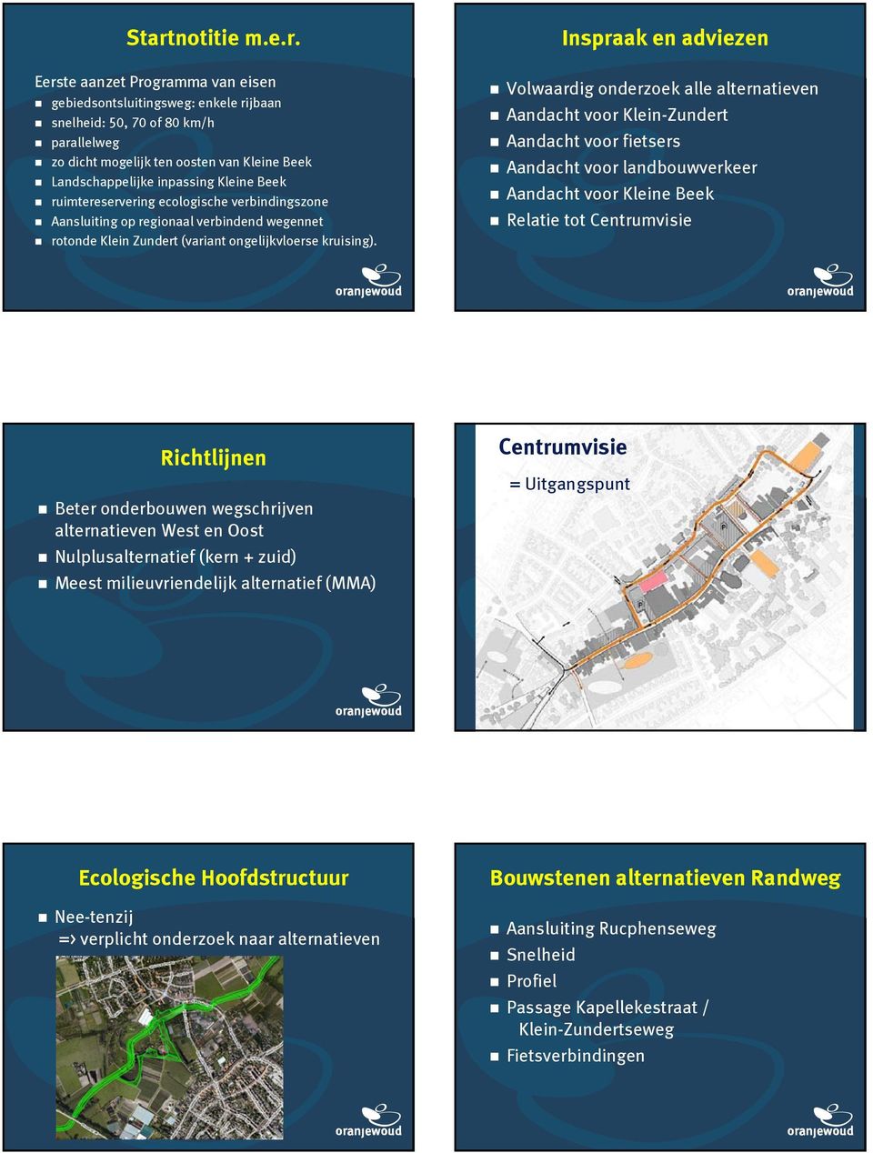 Inspraak en adviezen Volwaardig onderzoek alle alternatieven Aandacht voor Klein-Zundert Aandacht voor fietsers Aandacht voor landbouwverkeer Aandacht voor Kleine Beek Relatie tot Centrumvisie