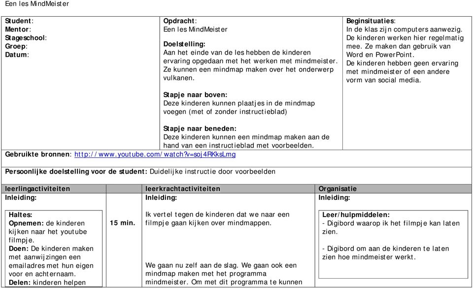 Stapje naar boven: Deze kinderen kunnen plaatjes in de mindmap voegen (met of zonder instructieblad) Beginsituaties: In de klas zijn computers aanwezig. De kinderen werken hier regelmatig mee.