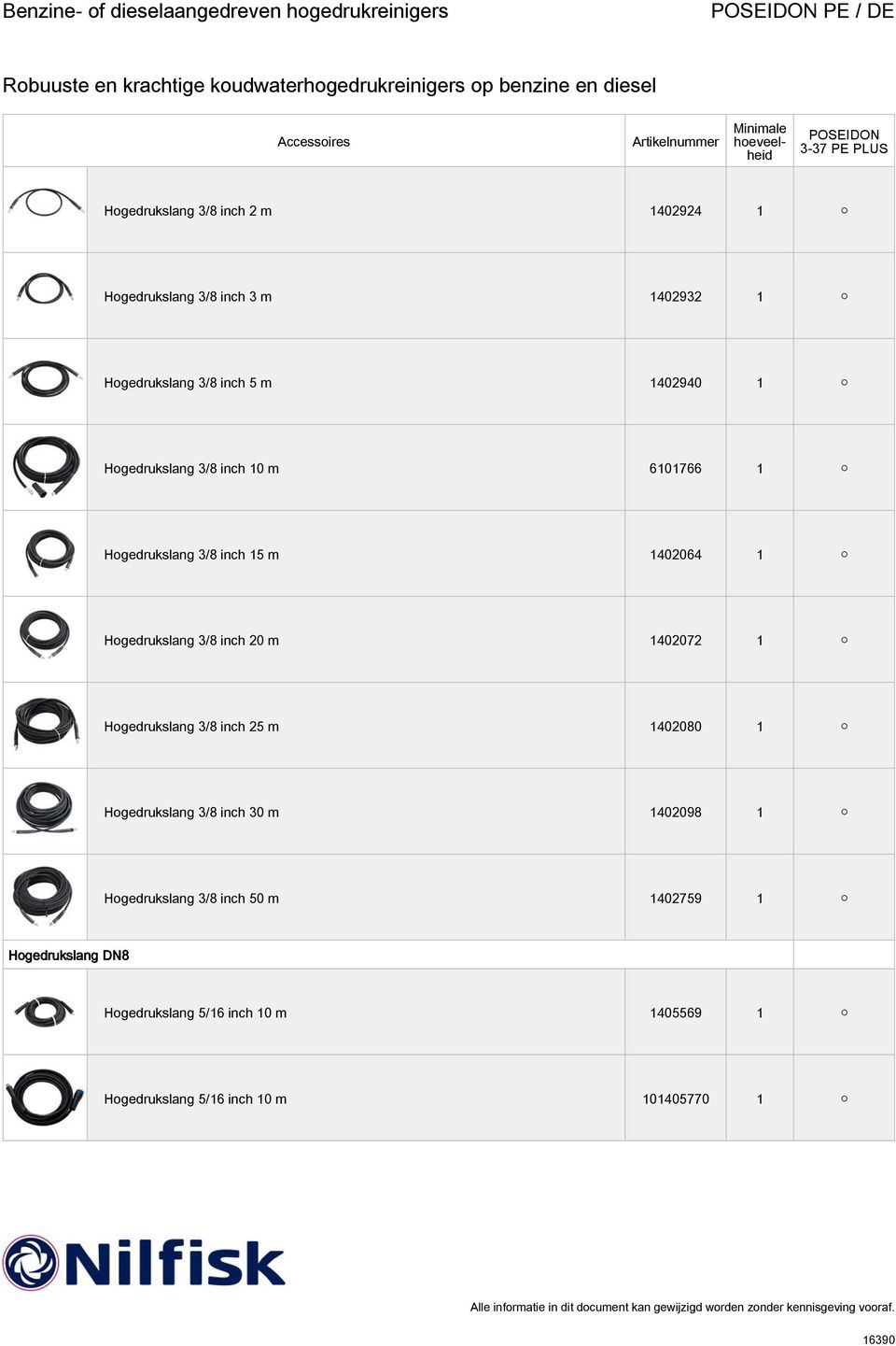 20 m 1402072 1 Hogedrukslang 3/8 inch 25 m 1402080 1 Hogedrukslang 3/8 inch 30 m 1402098 1 Hogedrukslang 3/8