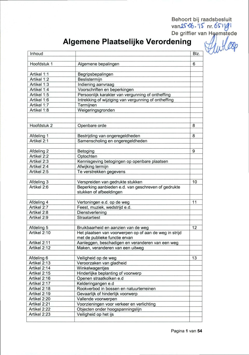 beperkingen Persoonlijk karakter van vergunning of ontheffing Intrekking of wijziging van vergunning of ontheffing Termijnen Weigeringsgronden Hoofdstuk 2 Openbare orde 8 Afdeling 1 Bestrijding van