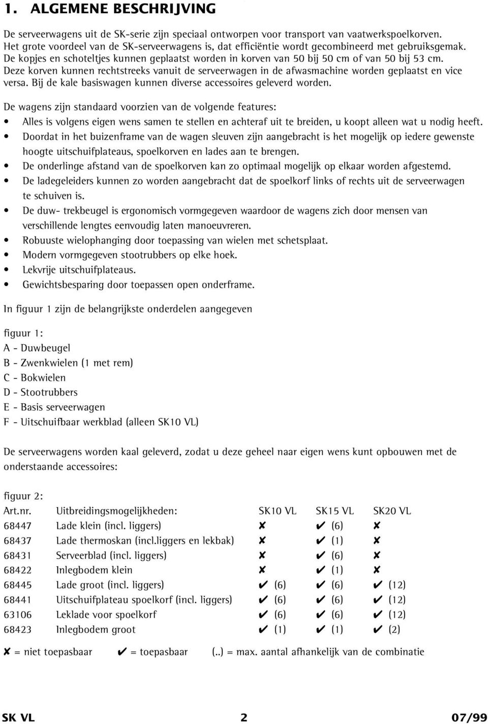 Deze korven kunnen rechtstreeks vanuit de serveerwagen in de afwasmachine worden geplaatst en vice versa. Bij de kale basiswagen kunnen diverse accessoires geleverd worden.