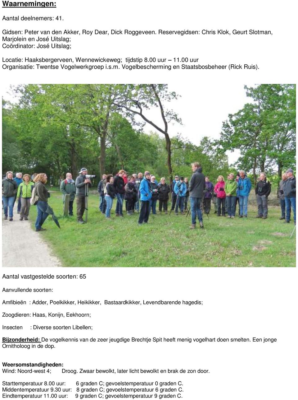 00 uur Organisatie: Twentse Vogelwerkgroep i.s.m. Vogelbescherming en Staatsbosbeheer (Rick Ruis).