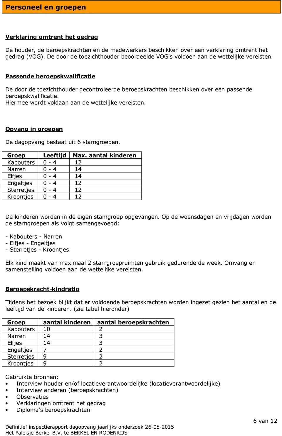 Passende beroepskwalificatie De door de toezichthouder gecontroleerde beroepskrachten beschikken over een passende beroepskwalificatie. Hiermee wordt voldaan aan de wettelijke vereisten.