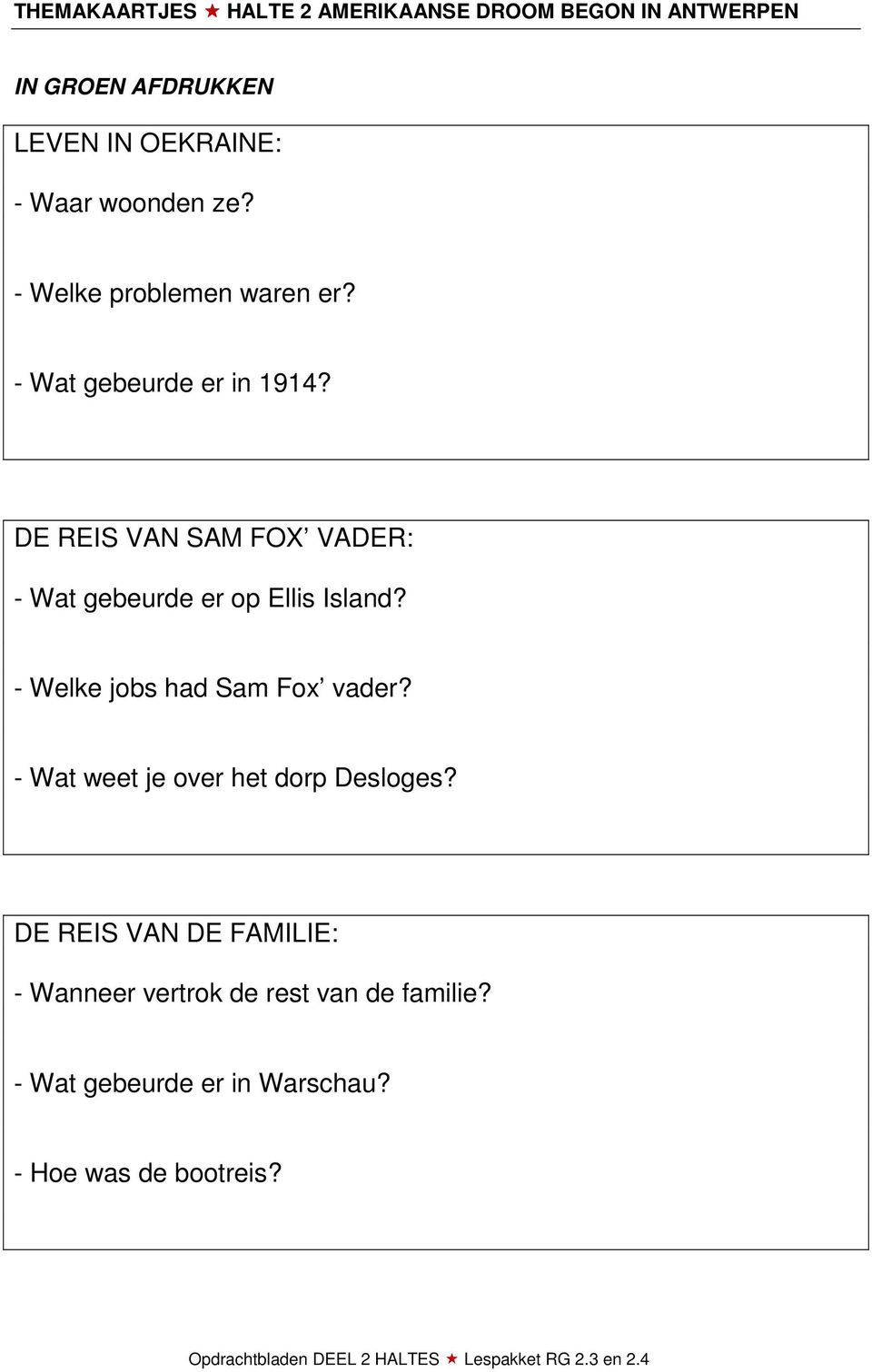 - Welke jobs had Sam Fox vader? - Wat weet je over het dorp Desloges?