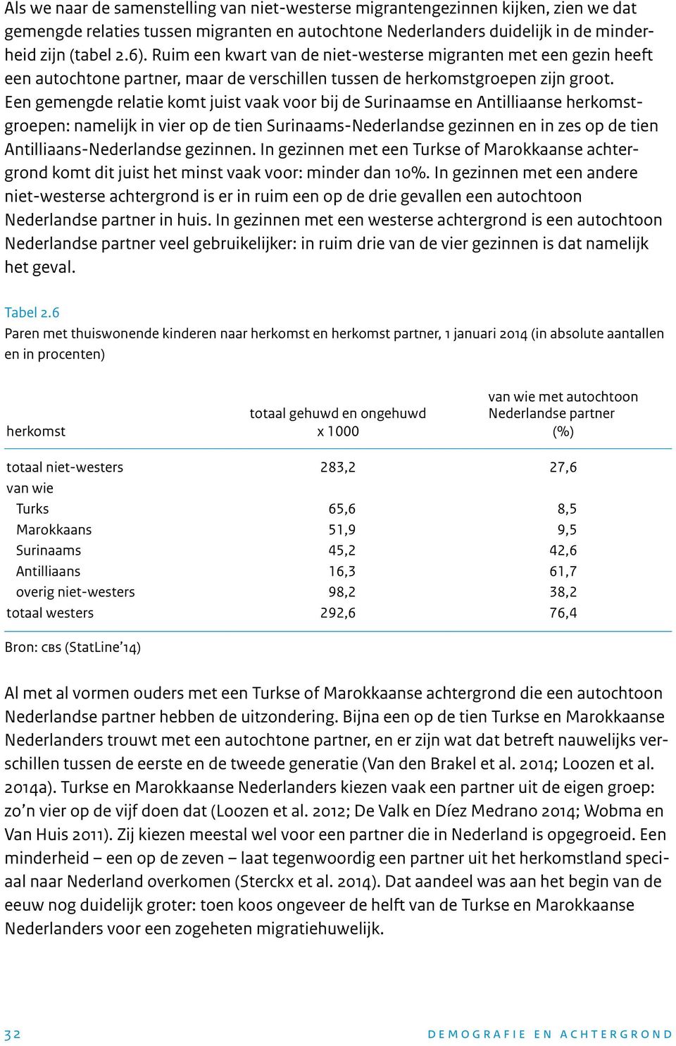 Een gemengde relatie komt juist vaak voor bij de Surinaamse en Antilliaanse herkomstgroepen: namelijk in vier op de tien Surinaams-Nederlandse gezinnen en in zes op de tien Antilliaans-Nederlandse