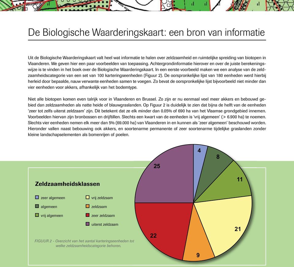 In een eerste voorbeeld maken we een analyse van de zeldzaamheidscategorie van een set van 100 karteringseenheden (Figuur 2).