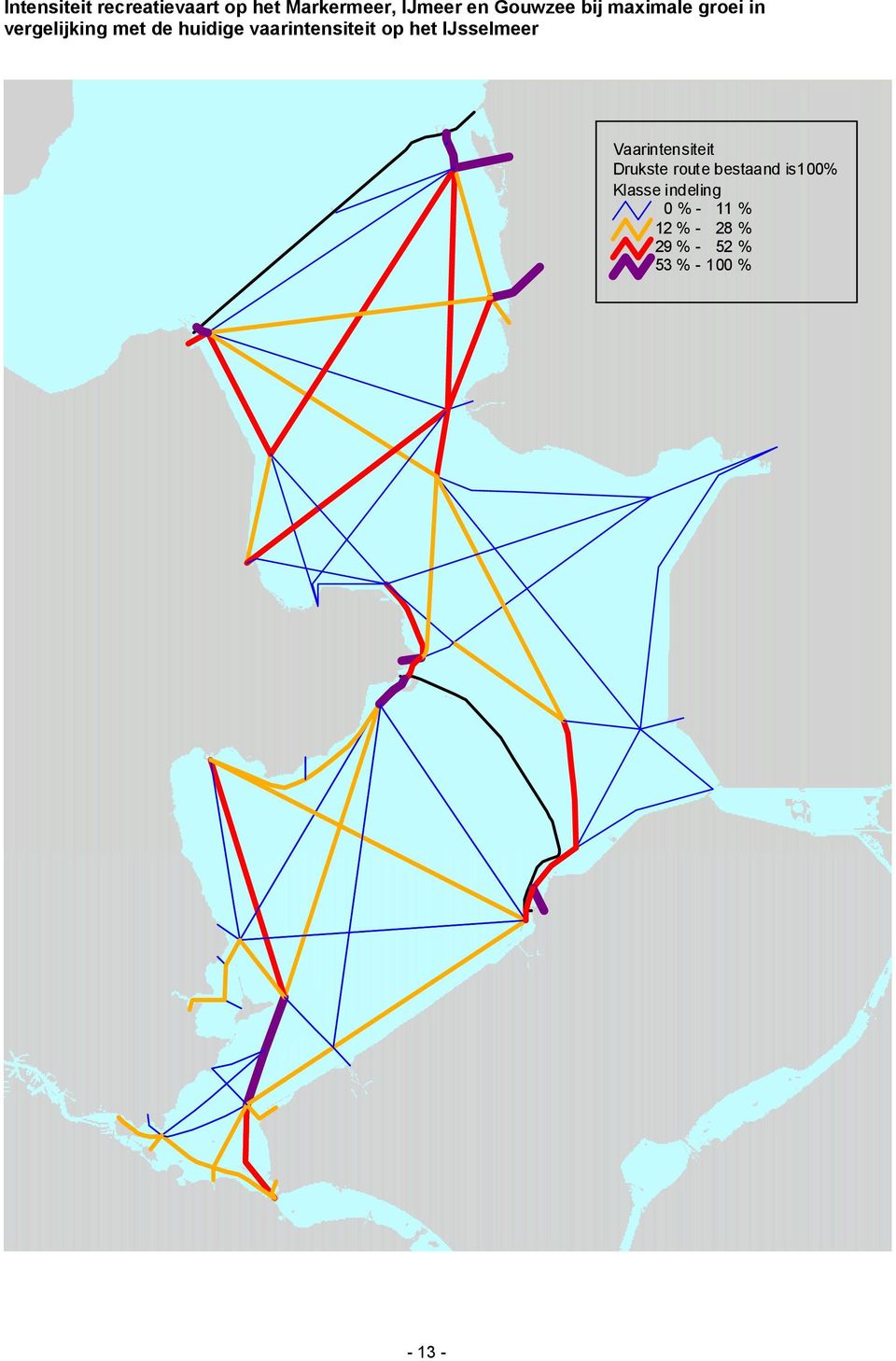 op het IJsselmeer Vaarintensiteit Drukste route bestaand is100%