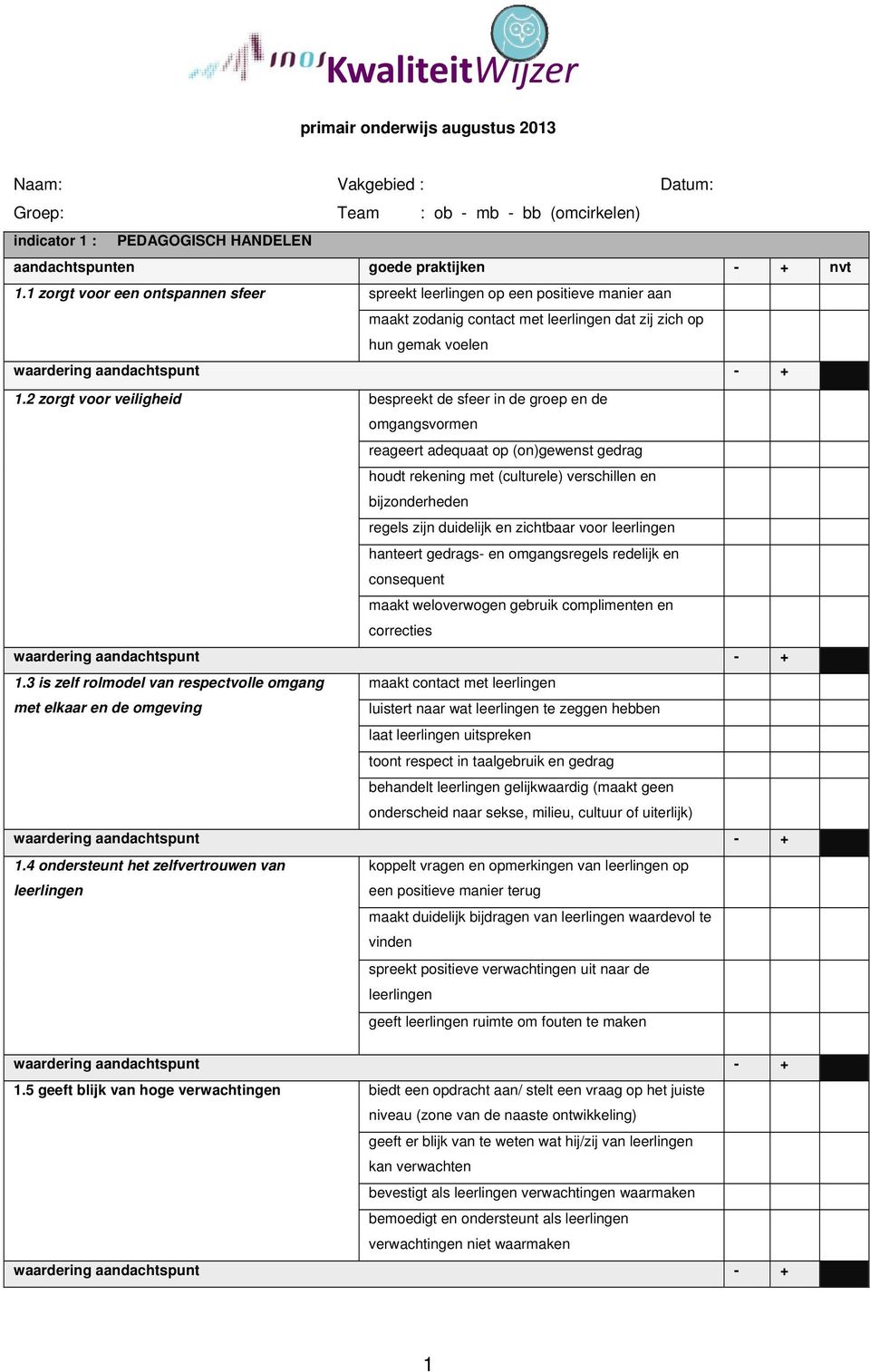 2 zorgt voor veiligheid bespreekt de sfeer in de groep en de omgangsvormen reageert adequaat op (on)gewenst gedrag houdt rekening met (culturele) verschillen en bijzonderheden regels zijn duidelijk