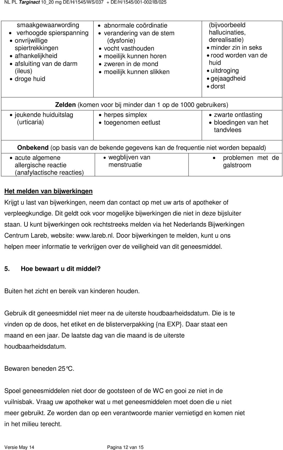 huiduitslag (urticaria) Zelden (komen voor bij minder dan 1 op de 1000 gebruikers) herpes simplex toegenomen eetlust zwarte ontlasting bloedingen van het tandvlees Onbekend (op basis van de bekende