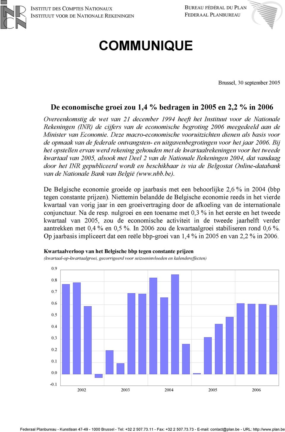 Deze macro-economische vooruitzichten dienen als basis voor de opmaak van de federale ontvangsten- en uitgavenbegrotingen voor het jaar 6.