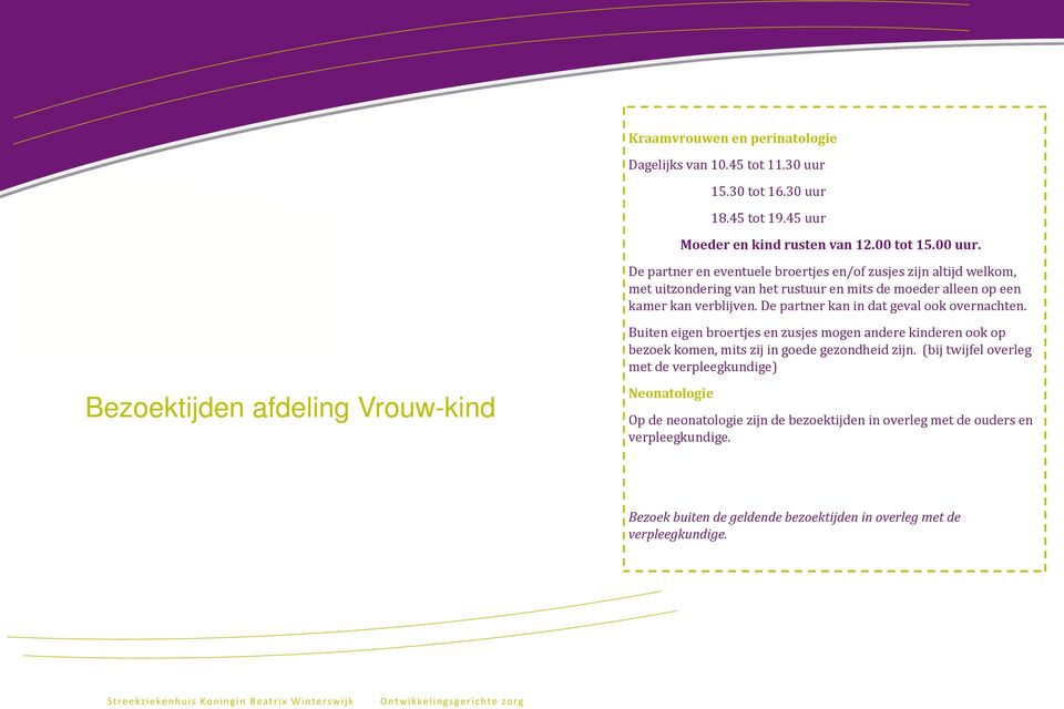 De partner kan in dat geval ook overnachten. Buiten eigen broertjes en zusjes mogen andere kinderen ook op bezoek komen, mits zij in goede gezondheid zijn.