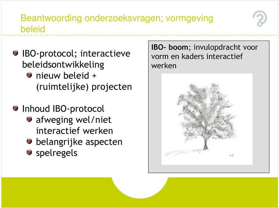 IBO- boom; invulopdracht voor vorm en kaders interactief werken Inhoud