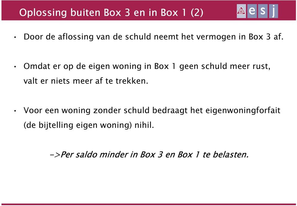 Omdat er op de eigen woning in Box 1 geen schuld meer rust, valt er niets meer af te