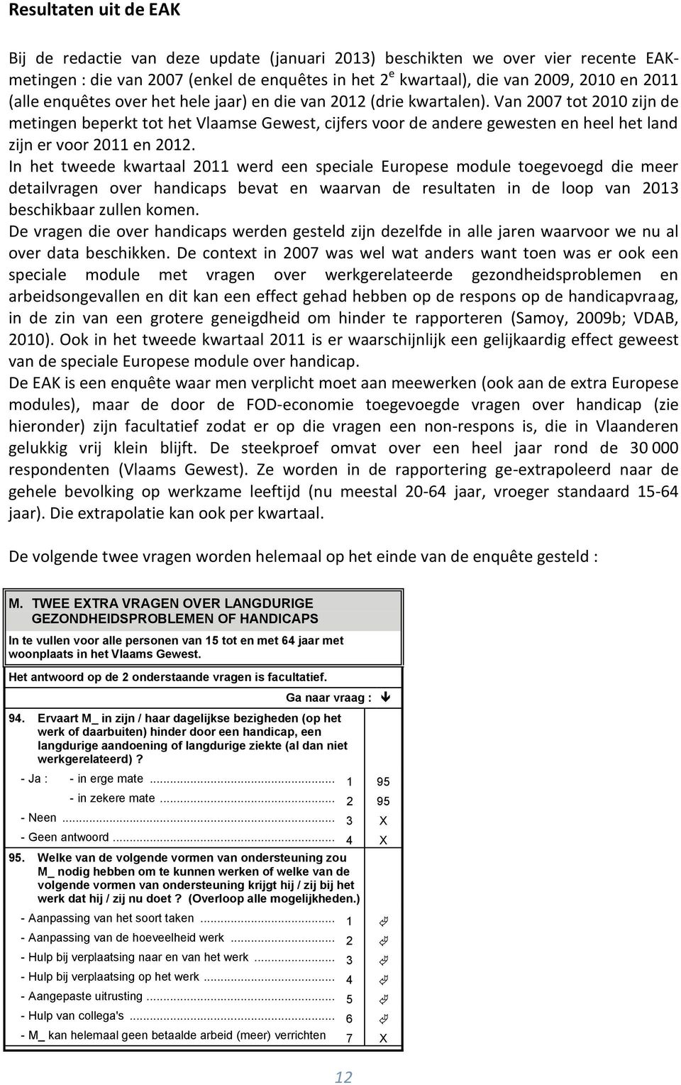 Van 2007 tot 2010 zijn de metingen beperkt tot het Vlaamse Gewest, cijfers voor de andere gewesten en heel het land zijn er voor 2011 en 2012.