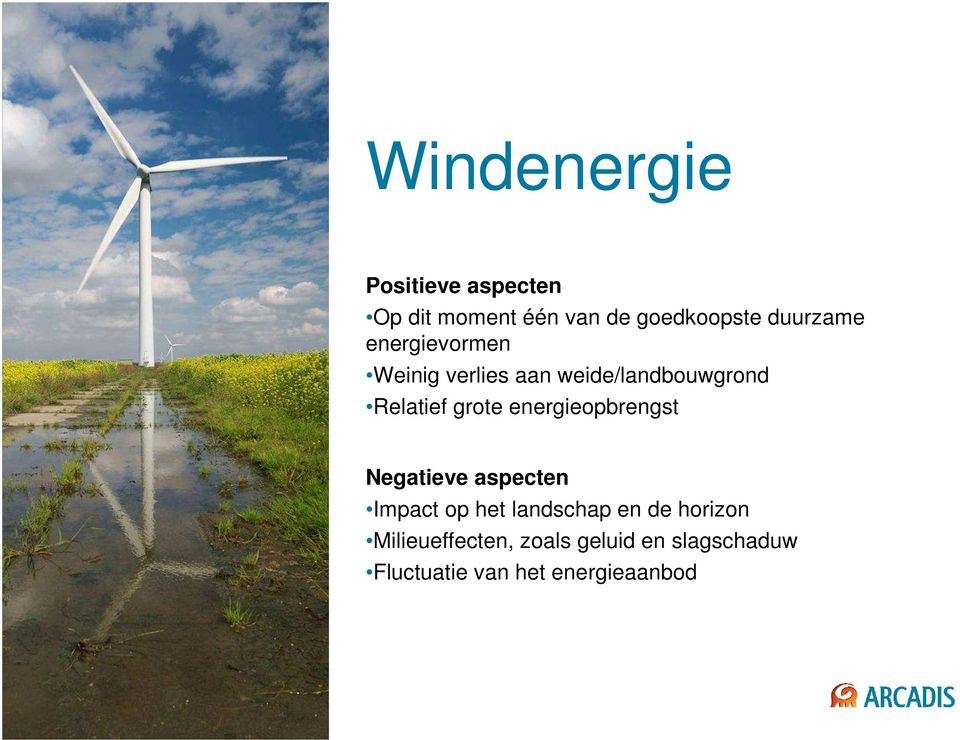 energieopbrengst Negatieve aspecten Impact op het landschap en de horizon