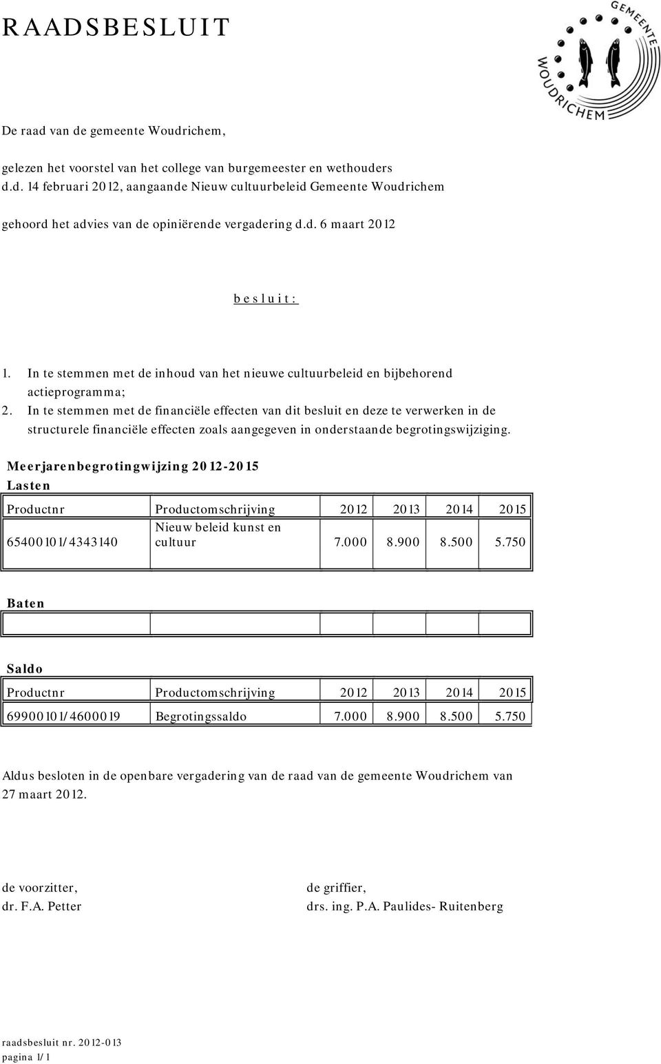 In te stemmen met de financiële effecten van dit besluit en deze te verwerken in de structurele financiële effecten zoals aangegeven in onderstaande begrotingswijziging.