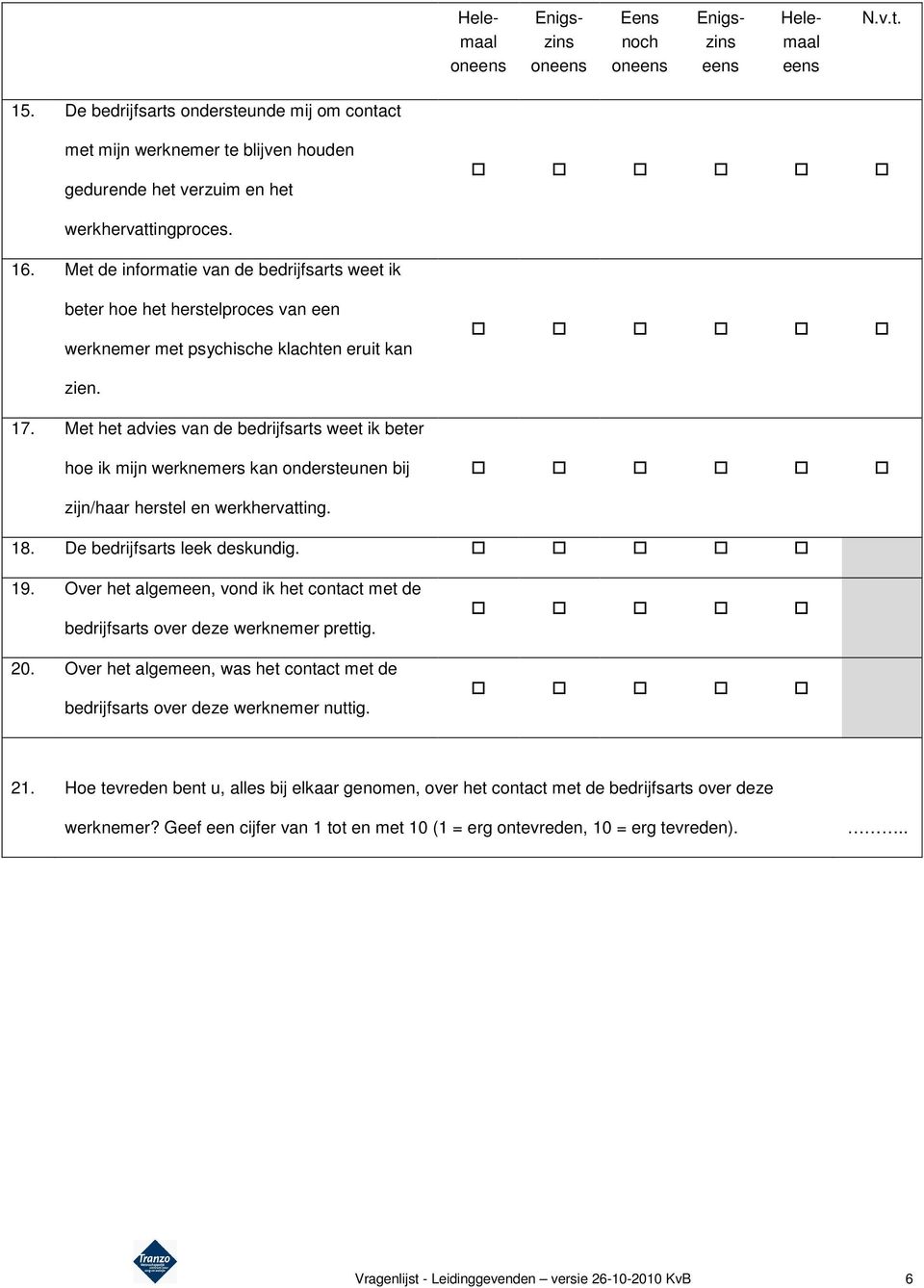 Met de informatie van de bedrijfsarts weet ik beter hoe het herstelproces van een werknemer met psychische klachten eruit kan zien. 17.