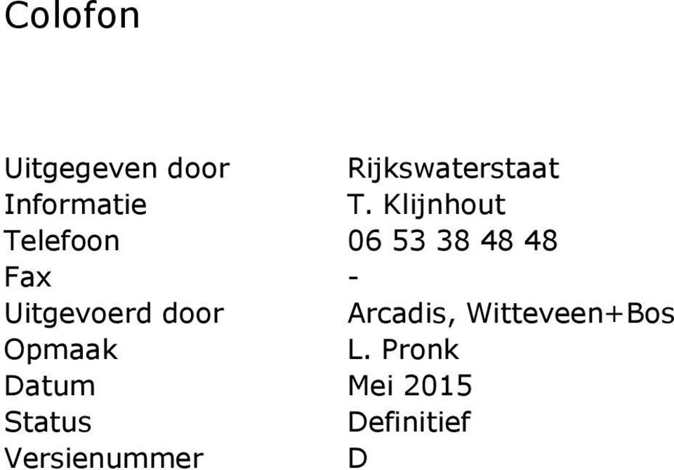 Definitief Versienummer D Rijkswaterstaat T.