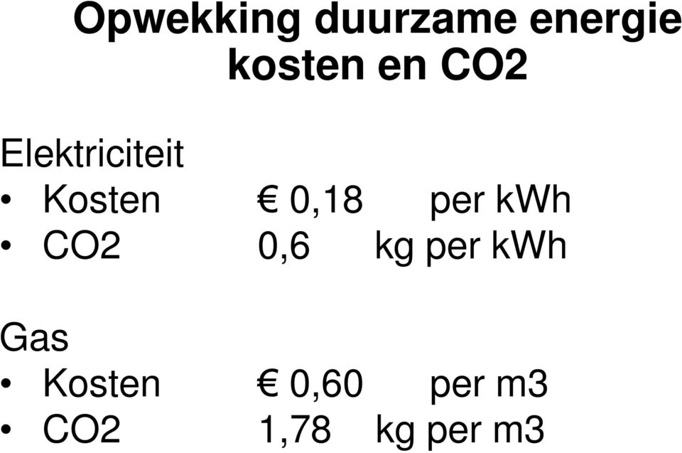 per kwh CO2 0,6 kg per kwh