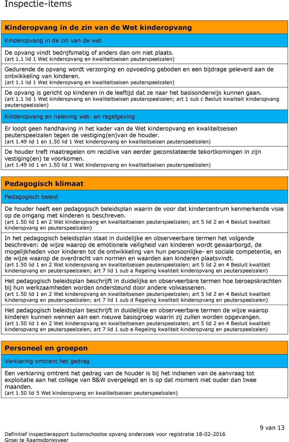 1 lid 1 Wet kinderopvang en kwaliteitseisen peuterspeelzalen) De opvang is gericht op kinderen in de leeftijd dat ze naar het basisonderwijs kunnen gaan. (art 1.