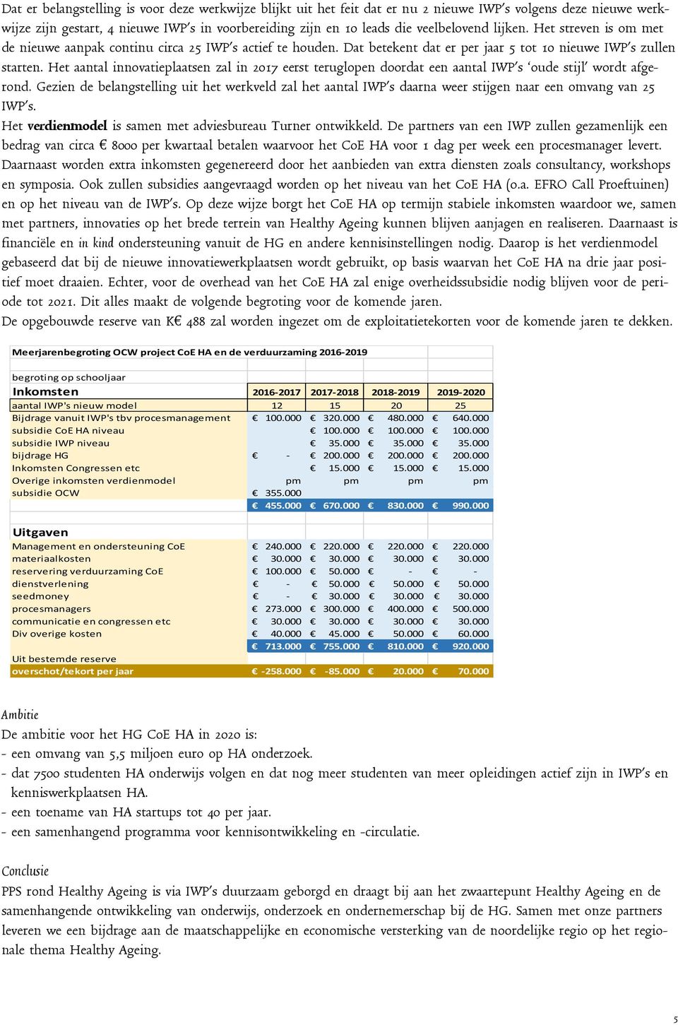 Het aantal innovatieplaatsen zal in 2017 eerst teruglopen doordat een aantal IWP s oude stijl wordt afgerond.