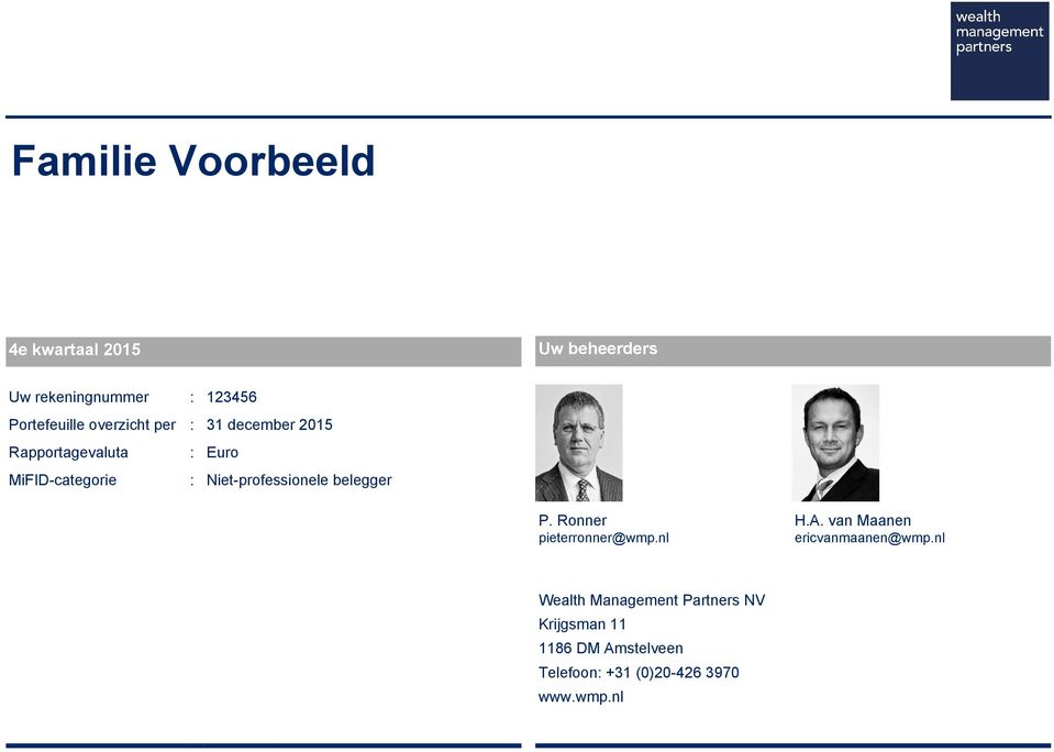 Niet-professionele belegger P. Ronner H.A. van Maanen pieterronner@wmp.nl ericvanmaanen@wmp.