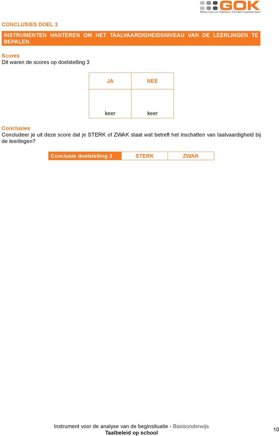 Scores Dit waren de scores op doelstelling 3 Conclusies Concludeer je uit deze