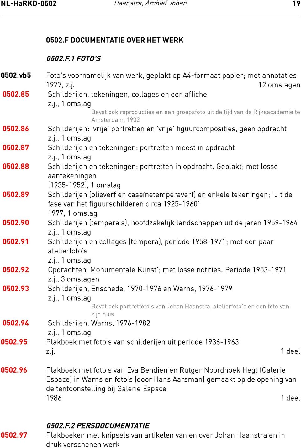 86 Schilderijen: 'vrije' portretten en 'vrije' figuurcomposities, geen opdracht z.j., 1 omslag 0502.87 Schilderijen en tekeningen: portretten meest in opdracht z.j., 1 omslag 0502.88 Schilderijen en tekeningen: portretten in opdracht.