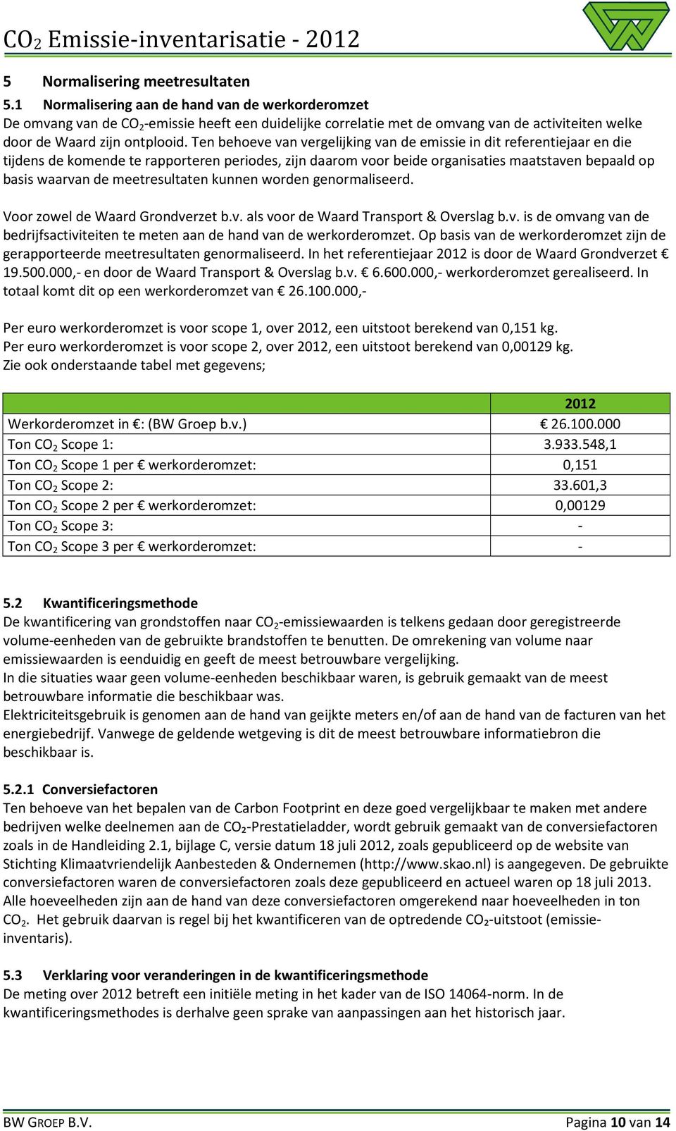 Ten behoeve van vergelijking van de emissie in dit referentiejaar en die tijdens de komende te rapporteren periodes, zijn daarom voor beide organisaties maatstaven bepaald op basis waarvan de