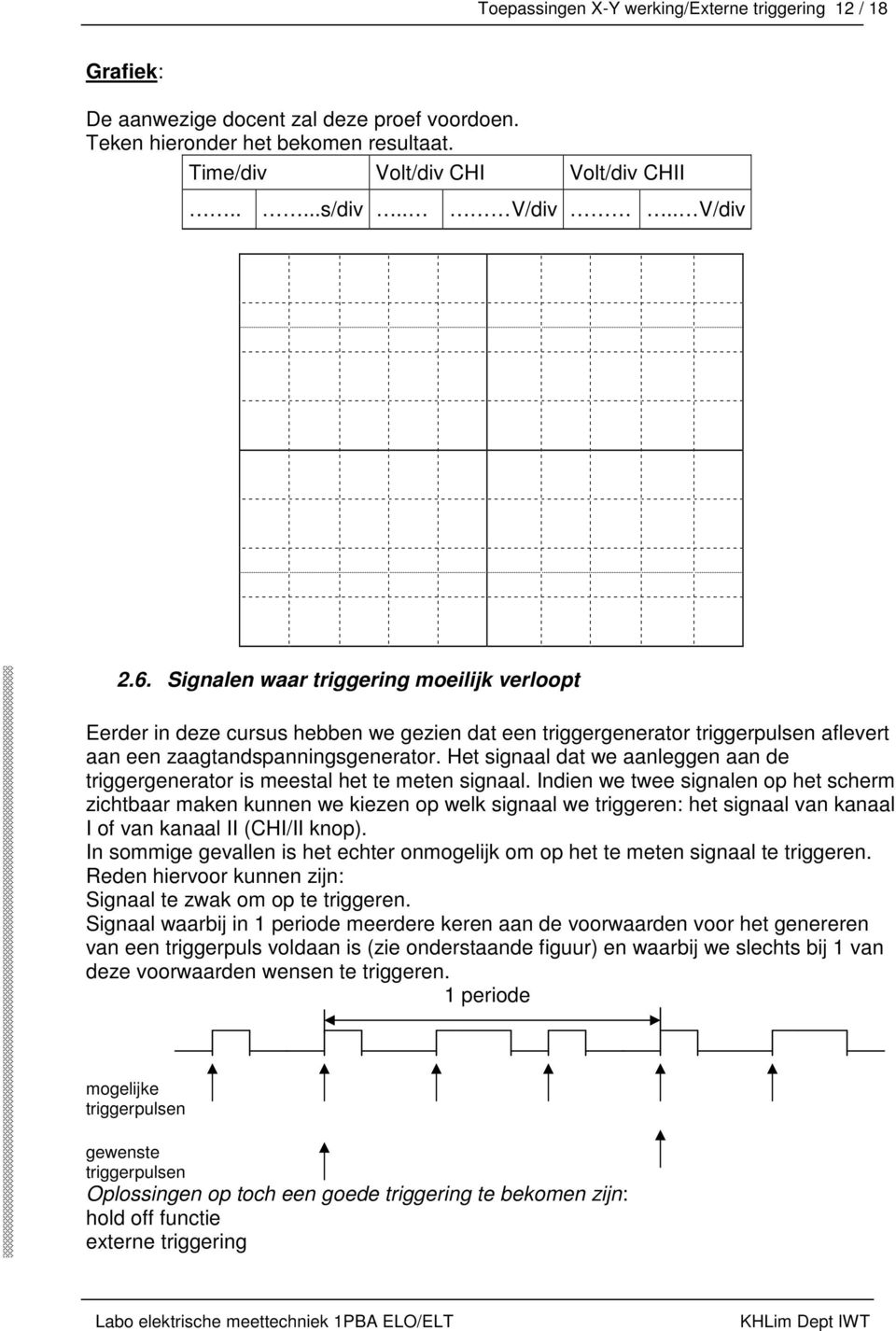 Het signaal dat we aanleggen aan de triggergenerator is meestal het te meten signaal.