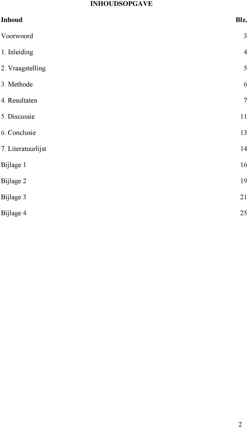 Resultaten 7 5. Discussie 11 6. Conclusie 13 7.