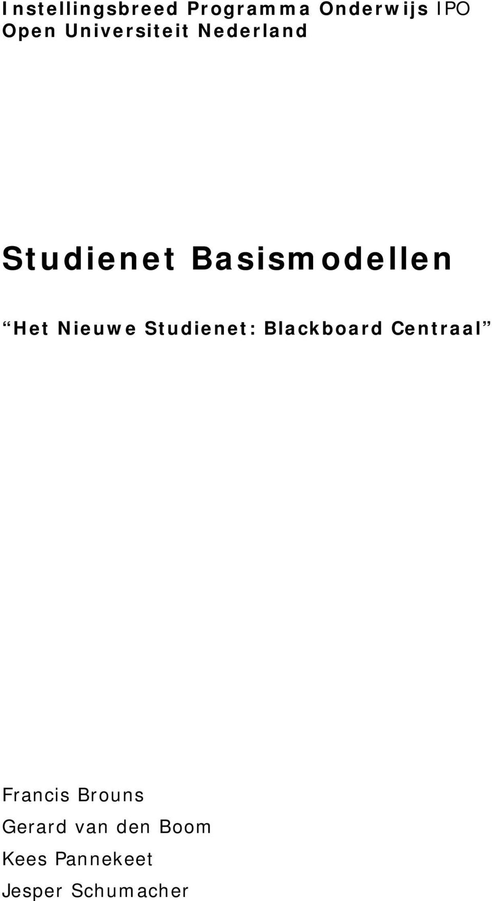 Nieuwe Studienet: Blackboard Centraal Francis