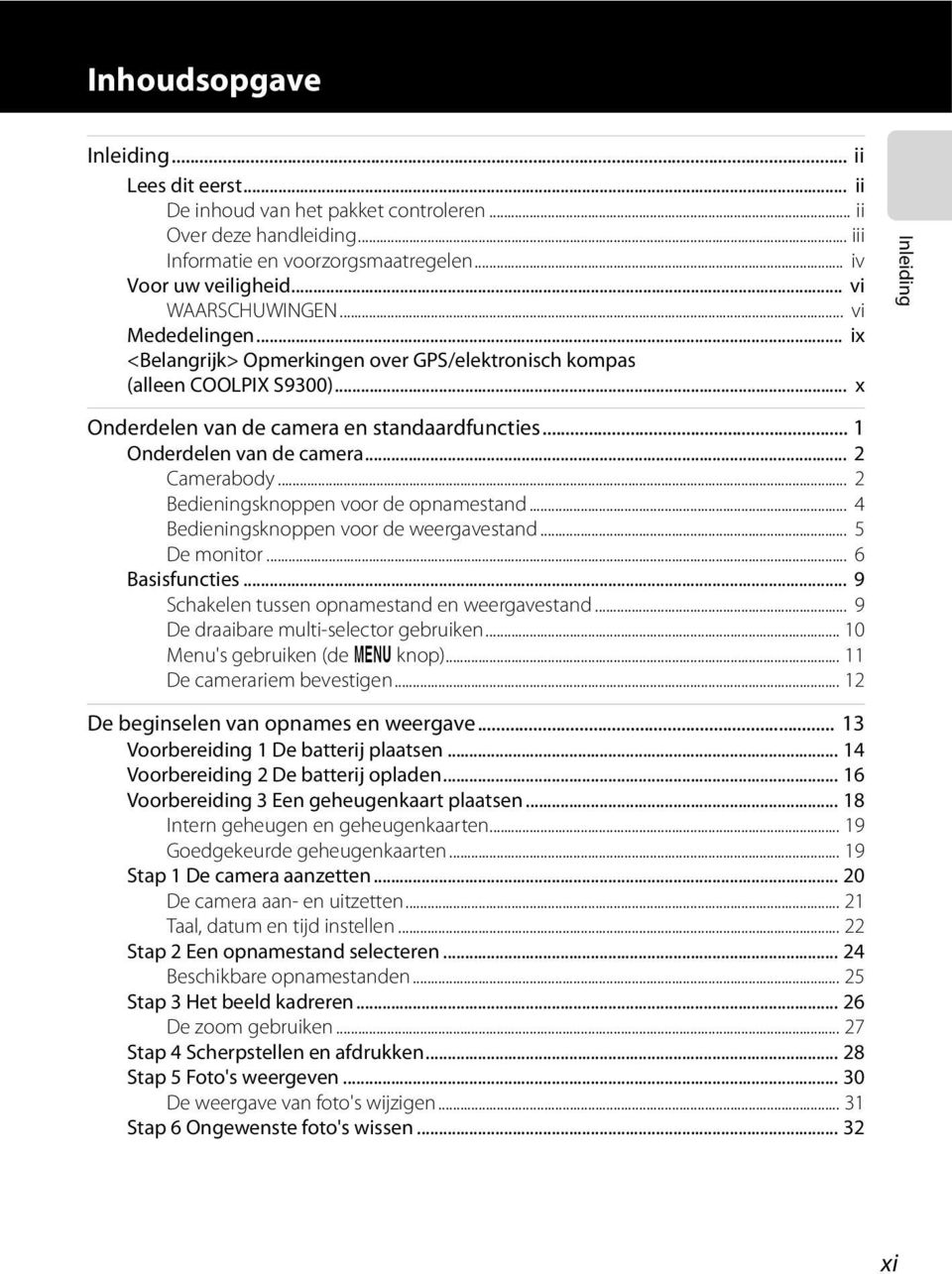 .. 1 Onderdelen van de camera... 2 Camerabody... 2 Bedieningsknoppen voor de opnamestand... 4 Bedieningsknoppen voor de weergavestand... 5 De monitor... 6 Basisfuncties.