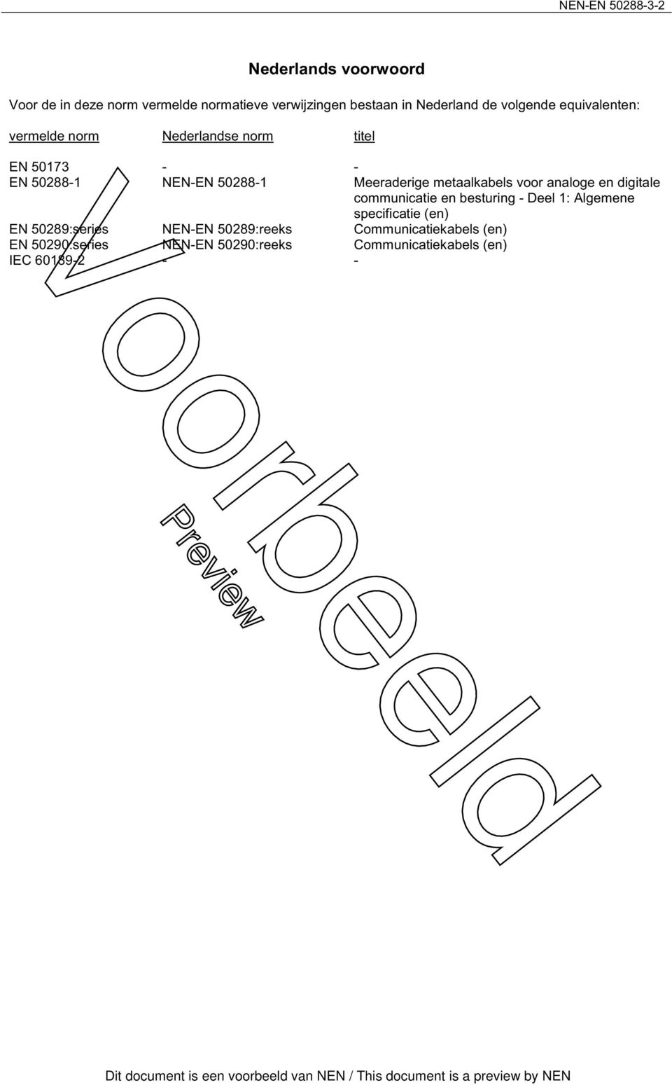 metaalkabels voor analoge en digitale communicatie en besturing - Deel 1: Algemene specificatie (en) EN