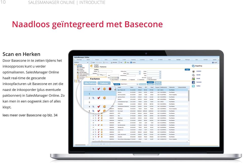 SalesManager Online haalt real-time de gescande inkoopfacturen uit Basecone en zet die naast