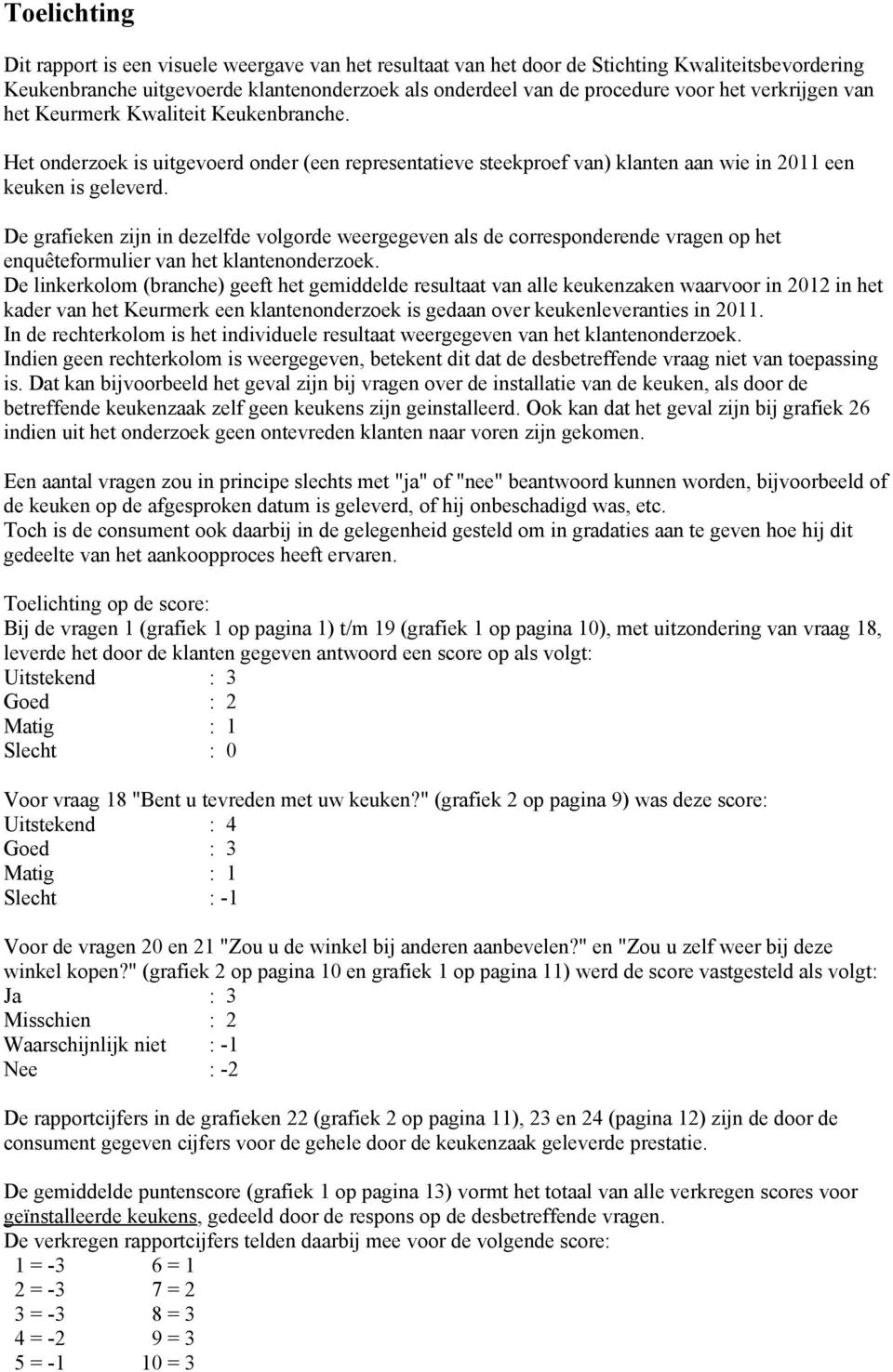 De grafieken zijn in dezelfde volgorde weergegeven als de corresponderende vragen op het enquêteformulier van het klantenonderzoek.