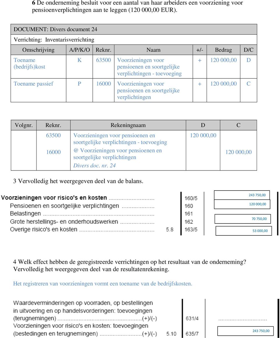 000,00 C 63500 16000 Voorzieningen voor pensioenen en soortgelijke verplichtingen - @ Voorzieningen voor pensioenen en soortgelijke verplichtingen Divers doc. nr.