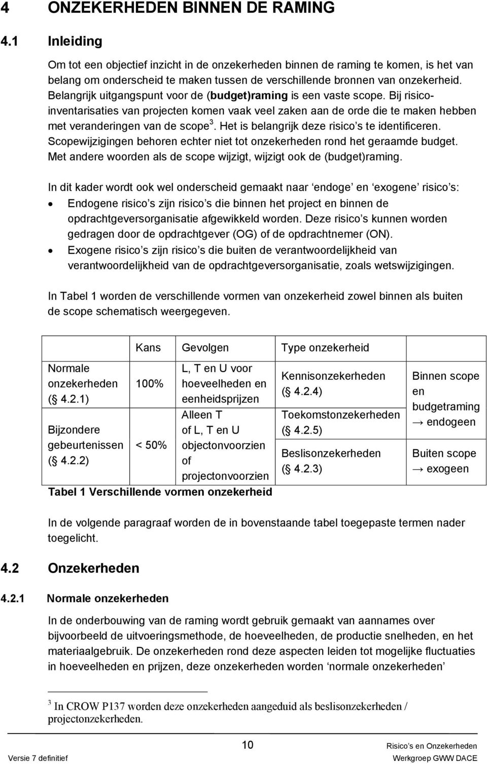 Belangrijk uitgangspunt voor de (budget)raming is een vaste scope. Bij risicoinventarisaties van projecten komen vaak veel zaken aan de orde die te maken hebben met veranderingen van de scope 3.