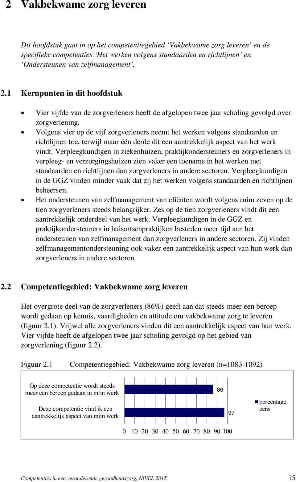 Volgens vier op de vijf zorgverleners neemt het werken volgens standaarden en richtlijnen toe, terwijl maar één derde dit een aantrekkelijk aspect van het werk vindt.