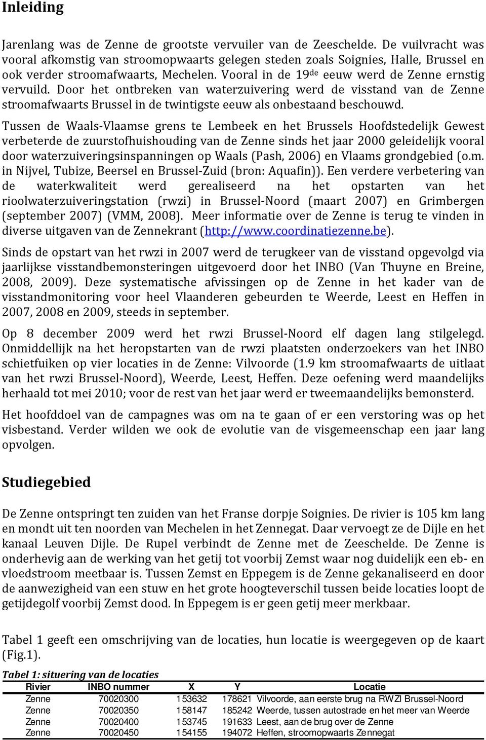 Door het ontbreken van waterzuivering werd de visstand van de Zenne stroomafwaarts Brussel in de twintigste eeuw als onbestaand beschouwd.