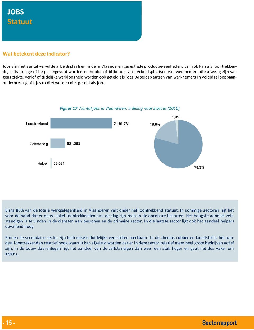 Arbeidsplaatsen van werknemers die afwezig zijn wegens ziekte, verlof of tijdelijke werkloosheid worden ook geteld als jobs.