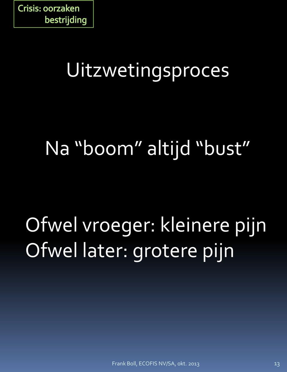 pijn Ofwel later: grotere pijn