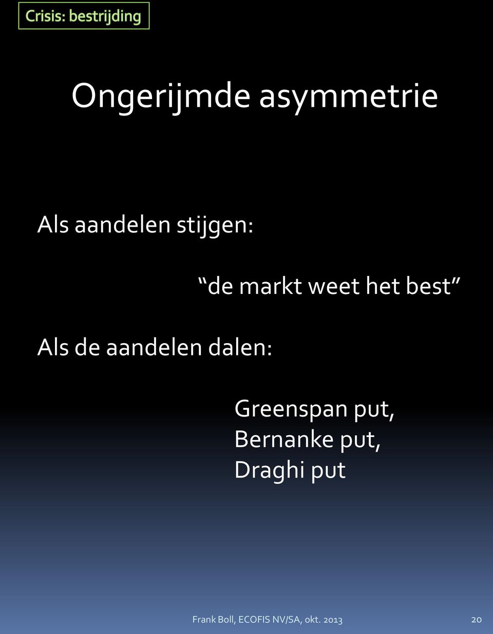 weet het best Greenspan put, Bernanke